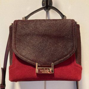 KATE SPADE Keran Micro Street Haircalf Red Suede and Burgundy Purse